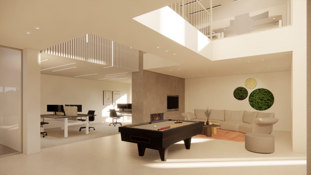 Kantoor binnen pooltafel